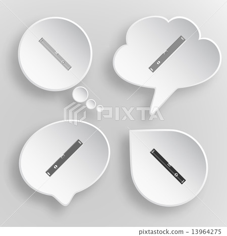 Spirit level. White flat vector buttons on gray background. 13964275