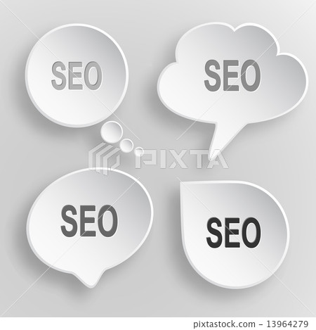 Seo. White flat vector buttons on gray background. Seo. White flat vector buttons on gray background. 13964279