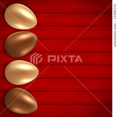 Easter chocolate and golden eggs on red wooden background Easter chocolate and golden eggs on red wooden background 13966243