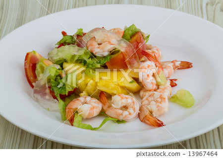 Shrimps with aloe vera salad Shrimps with aloe vera salad 13967464
