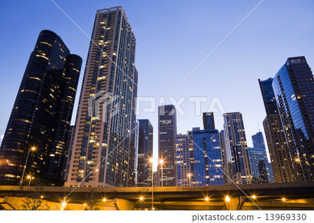 Downtown Chicago seen from the Lake side Downtown Chicago seen from the Lake side 13969330