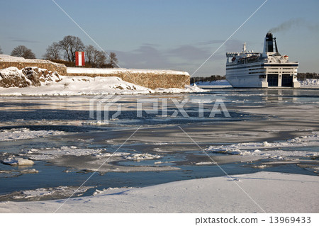 Ferry passing by Suomenlinna Sea Fortress Ferry passing by Suomenlinna Sea Fortress 13969433