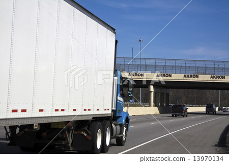 White Truck entering Akron White Truck entering Akron 13970134