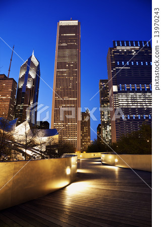 Pedestrian Bridge and Chicago skyline 13970243