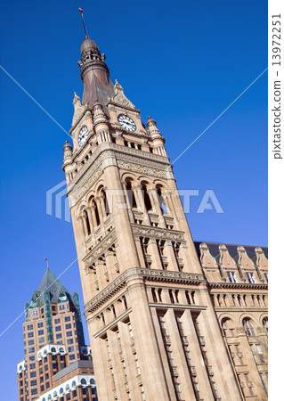 Old and New buildings in Milwaukee 13972251