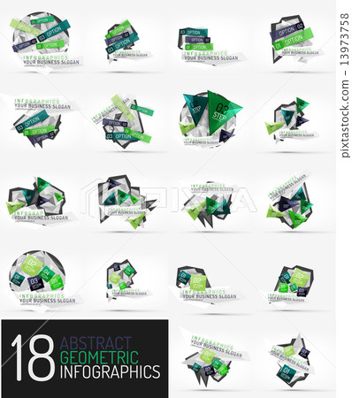 Set of modern polygonal origami paper infographics Set of modern polygonal origami paper infographics 13973758