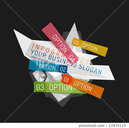 Modern polygonal origami paper infographics 13974115