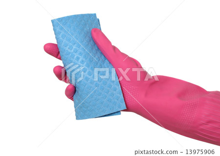 Cleaning equipment, sponge rag in hand 13975906