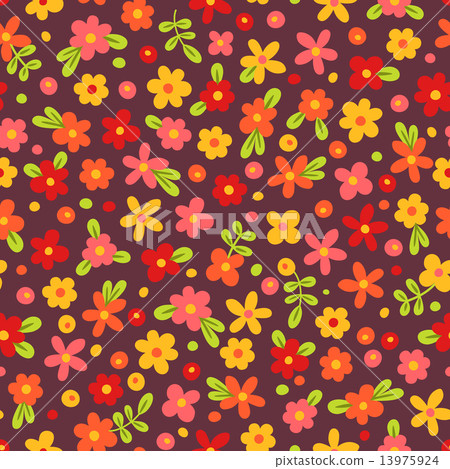 Seamless pattern with cute flowers. - Stock Illustration [13975924] - PIXTA