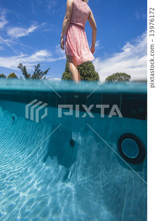 Girl Swim Pool Waterline 13976172
