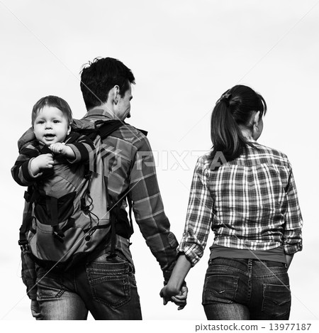 Baby boy in backpack 13977187