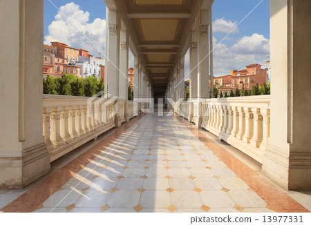 retouching of perspective walking way of old and ancient buildin 13977331