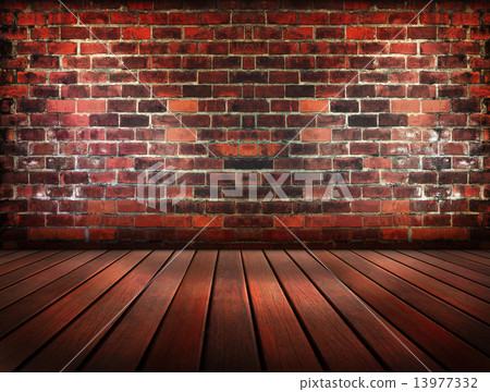 old brick wall and wood pattern floor use as multi-purpose backg old brick wall and wood pattern floor use as multi-purpose backg 13977332