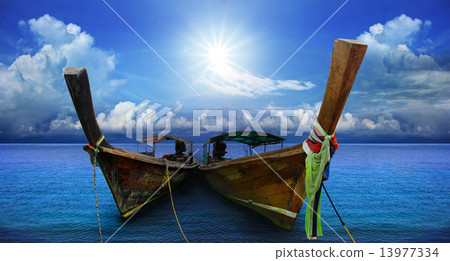 thai andaman long tailed boat southern of thailand on sea beach thai andaman long tailed boat southern of thailand on sea beach 13977334