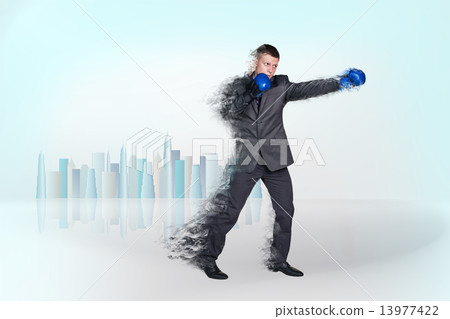 Handsome businessman boxer.  13977422