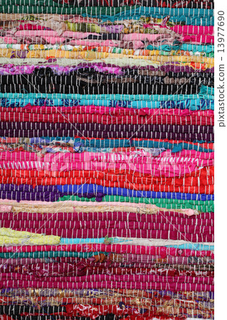 Recycling, handmade colorful ethnic retro rug Recycling, handmade colorful ethnic retro rug 13977690