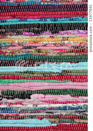 Recycling, handmade colorful ethnic retro rug Recycling, handmade colorful ethnic retro rug 13977691