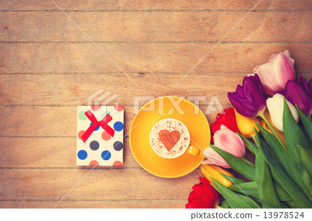 Cappuccino and gift box Cappuccino and gift box 13978524