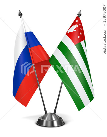 Russia and Abkhazia - Miniature Flags. 13979007