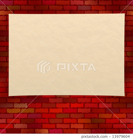 Paper sheet on brick wall 13979604