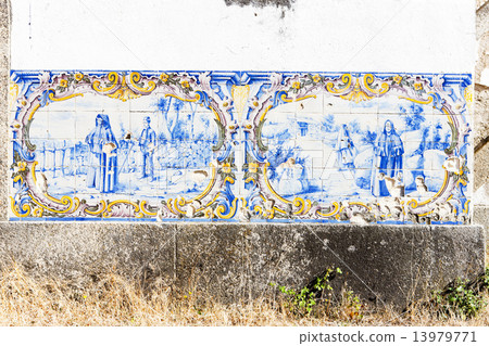 tiles (azulejos) at railway station of Duas Igrejas, Portugal 13979771