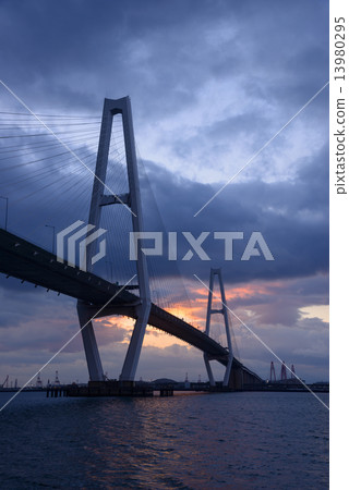 Aichi Nagoya Meito Triton and Nagoya Port at dusk 13980295