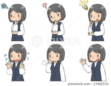 OL (6 types of pose) - Stock Illustration [13980310] - PIXTA