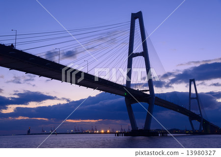 Aichi Nagoya Meito Triton and Nagoya Port at dusk 13980327
