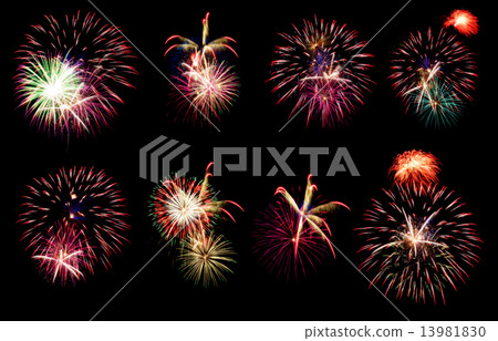 Isolated fireworks shots set Isolated fireworks shots set 13981830