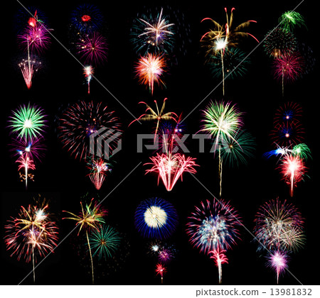 Isolated fireworks shots set Isolated fireworks shots set 13981832