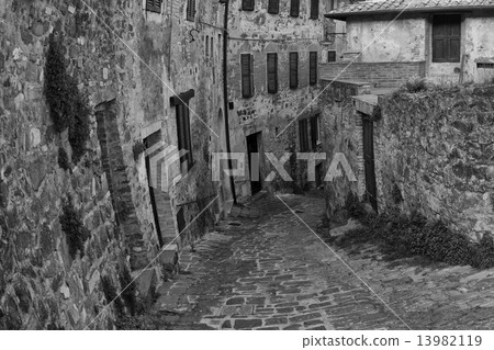 san quirico medieval houses stone wall san quirico medieval houses stone wall 13982119