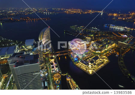 Minato Mirai 21 Image Night view Wide angle Minato Mirai 21 Image Night view Wide angle 13983586
