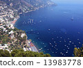 Townscape of the Amalfi coast and boat 13983778