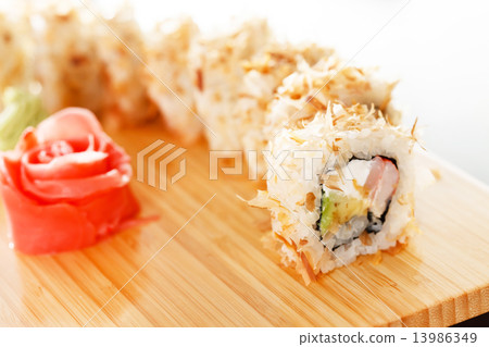 sushi on the wood board sushi on the wood board 13986349
