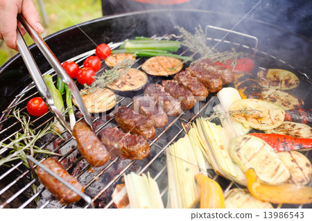 grilled kebab and vegetables 13986543