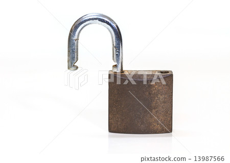 locked padlock over white background 13987566