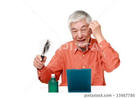 Elderly people who are pleased with the effect of increased hair Elderly people who are pleased with the effect of increased hair 13987780