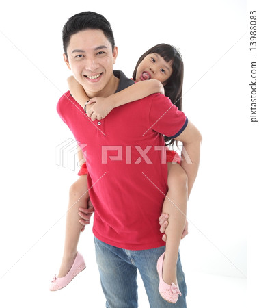 Father and daughter piggyback Father and daughter piggyback 13988083