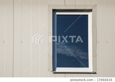 Window in plastic siding wall 13988816
