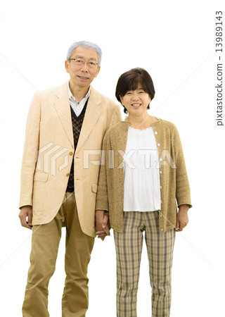White back image of senior couple wearing casual wear 13989143