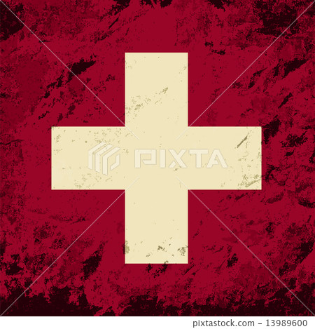 Swiss flag. Grunge background. Vector illustration 13989600