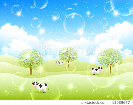 Cow ranch background - Stock Illustration [13989677] - PIXTA
