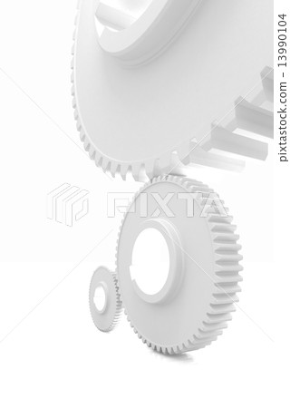 White background consisting of bright gears and arrows White background consisting of bright gears and arrows 13990104