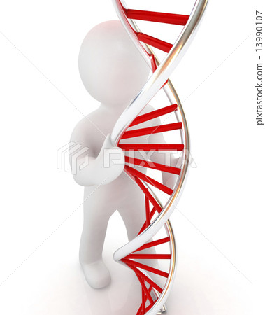 3d men with DNA structure model 13990107