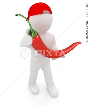 3d man with chili pepper 3d man with chili pepper 13990108