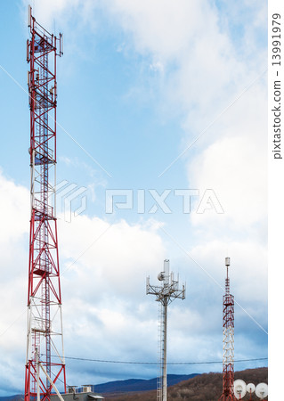 white clouds and cellular antenna white clouds and cellular antenna 13991979