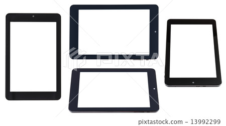 set of tablet pc with cut out screen isolated set of tablet pc with cut out screen isolated 13992299