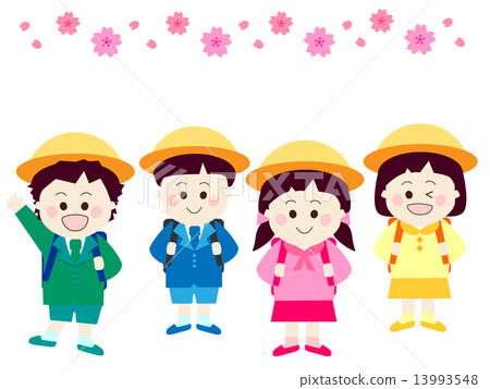 Elementary school student (first grade girl, boy) - Stock Illustration ...