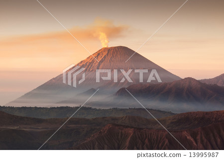 Mountain Semeru volcano at sunrise 13995987