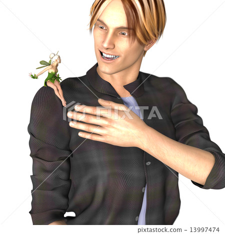 Tiny fairy and handsome men 3DCG illustration material 13997474